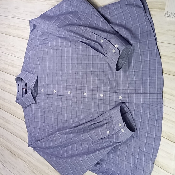 Tommy Hilfiger Blue Plaid Button Up Shirt Men's Size 2XL Wrinkle Free - Picture 5 of 16